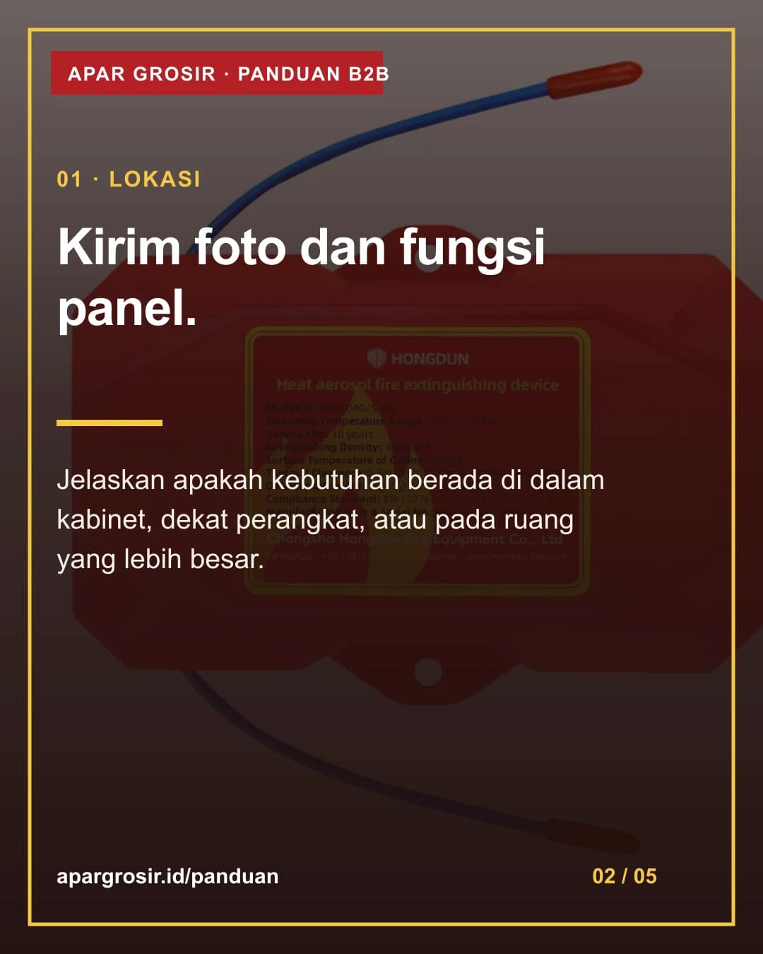 Kirim foto dan fungsi panel. Jelaskan apakah kebutuhan berada di dalam kabinet, dekat perangkat, atau pada ruang yang lebih besar.